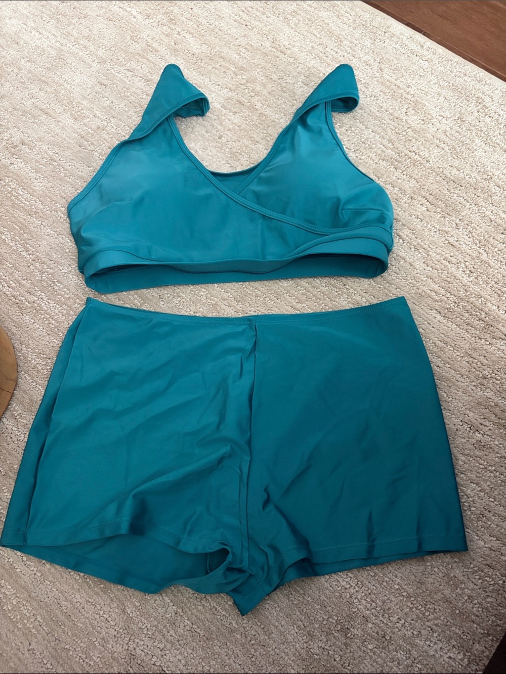 Teal Ruffle Swim Romper - Picture 2 of 2